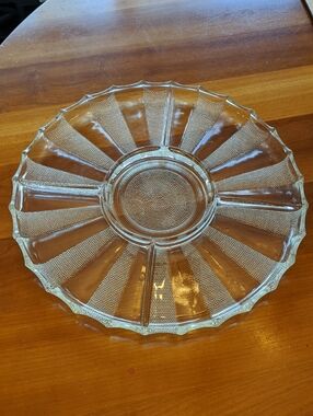 VINTAGE JEANETTE GLASS 4PART DEWDROP RELISH CONDIMENT SCALLOP DISH PLATTER TRAY